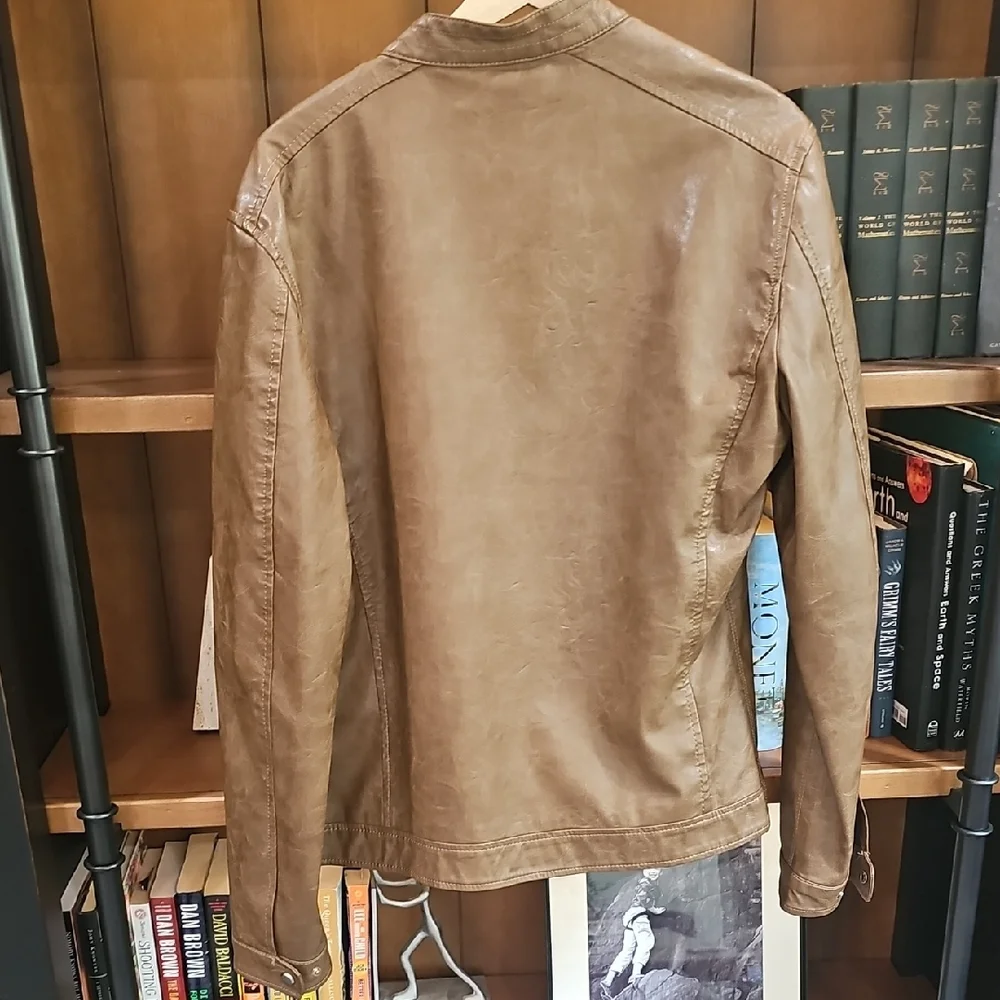 Zara Men's Tan Leather Jacket - Picture 8 of 8